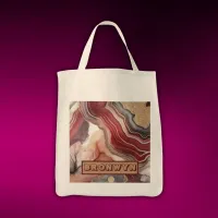 Name Monogram Modern Gold & Maroon Geode | Tote Bag