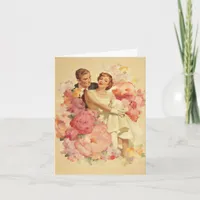 Vintage Romantic Couple and Flowers Card