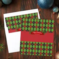 Classic Festive Merry Christmas on Winter Argyle  Envelope Liner