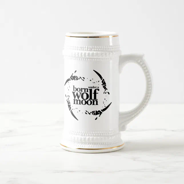 Poetic Born Under a Wolf Moon Claws Beer Stein