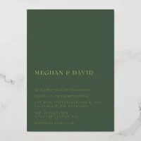 Green Simple Elegant Modern Wedding  Foil Invitation