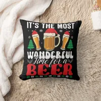 It's The Most Wonderful Time For A Beer Christmas Throw Pillow