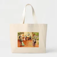 Vintage Halloween Greetings Dancing Large Tote Bag