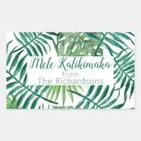 Mele Kalikimaka Christmas Holiday Typography Rectangular Sticker