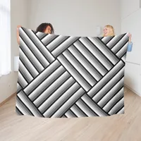 Modern stripes in black, white and gray - cool     fleece blanket