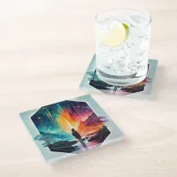 Starry Night Wanderlust: A Whimsical Adventure Glass Coaster
