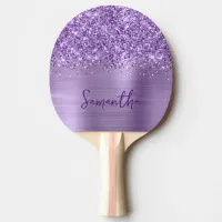 Glittery Glam Royal Purple Name Ping Pong Paddle