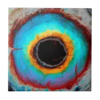 Ethereal Cosmic Eye Monogram Vibrant Abstract Art Ceramic Tile