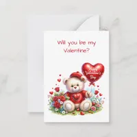 Teddy Bear Valentine Class Exchange Flat Card