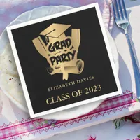 Black and gold graduation party  napkins