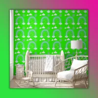 Simple Green Rainbow Boho on Lime Green | Wallpaper