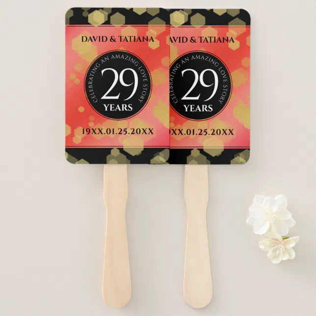 Elegant 29th Garnet Wedding Anniversary Hand Fan