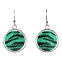 Green neon tiger stripes earrings