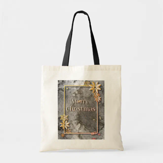 Merry Christmas with depth and snow crystals Tote Bag