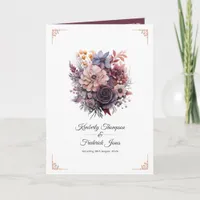 Plum, Gray, Copper and Dusty Rose Floral Wedding Program