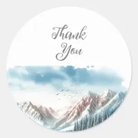 Winter Lake Nature Wedding Classic Round Sticker