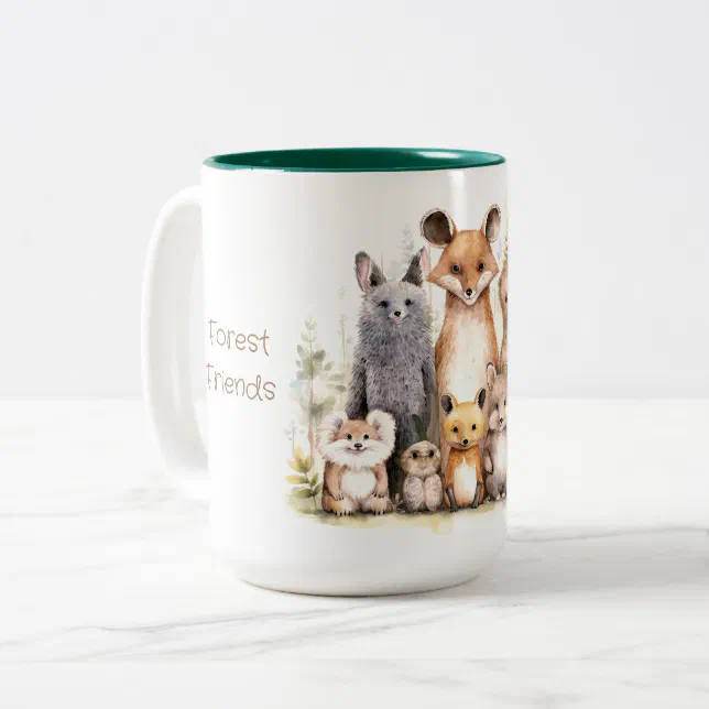 Forest Friends | Cute Animals Two-Tone Coffee Mug