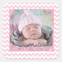 Pink Chevron Sticker with your Baby Photo