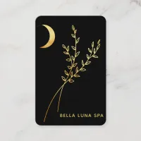 *~* Crescent Moon Glitter Gold Foil Leaves Business Card