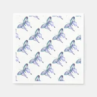 Watercolor blue Aqua Purple butterfly Napkins