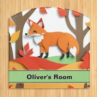 Woodland Fox Autumn Wildlife Bedroom Door Name Door Sign