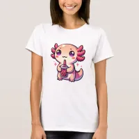 Cute Kawaii Axolotl with Bubble Tea T-Shirt