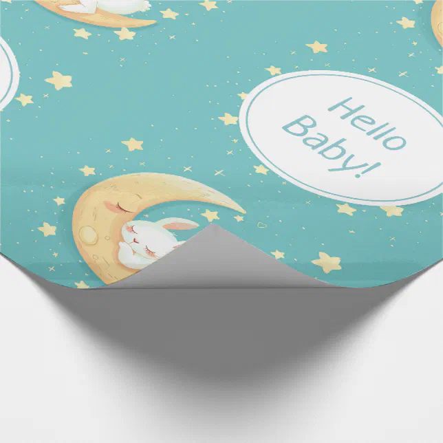 Cute Sleeping Bunny On The Moon Wrapping Paper