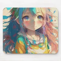 Beautiful Colorful Anime Girl Have a Beautiful Day Mouse Pad