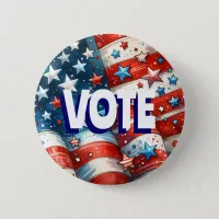 Red, White and Blue Patriotic US Flag Vote Button