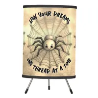 Cute Spider Inspirational Quote Monogram on beige Tripod Lamp