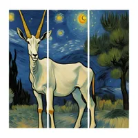 an Oryx in a starry night  Triptych