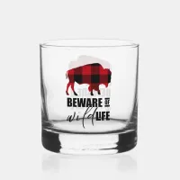 Beware Wild Life Buffalo Plaid ID669 Whiskey Glass