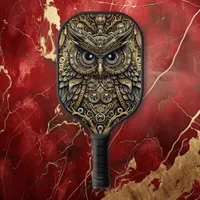 Steampunk Metal Gears and Owl  Pickleball Paddle