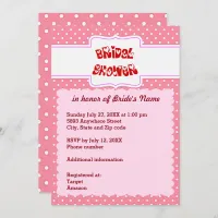 Pink and White Polka Dots Heart Bridal Shower Card