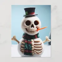 Skeleton Snow Man With Carrot and Scarf Postcard