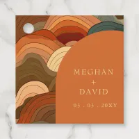 Retro Abstract Earthy Terracotta Orange Wedding Favor Tags