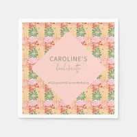 Peach Pink Groovy Floral Abstract  Napkins