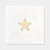 Sea Foam Beach Wedding Starfish ID837 Foil Napkins