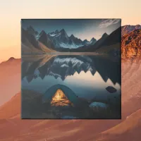 Tent, Mountains and Lake Camping Themed Art