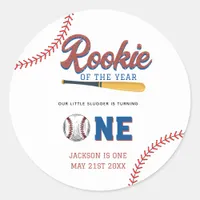 Rookie of the Year Baseball 1st Birthday Party Classic Round Sticker