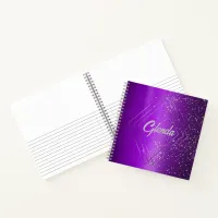 Modern Purple Brushed Metal with Silver Monogram | Notebook