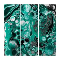 Teal and Black Bubbles Digital Fluid Art Cells   