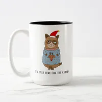 Funny Sarcastic Christmas Cat Two-Tone Coffee Mug