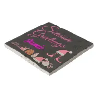 Season Greetings Monogram Name - Pink on Charcoal, Trivet