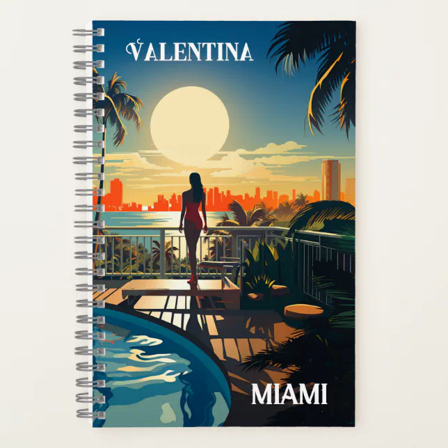 Pool patio at sunrise overlooking Miami Beach Notebook