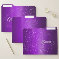 Modern Purple Brushed Metal with Silver Monogram | File Folder