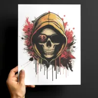 Urban Cool: Skull in Yellow Hoodie Poster