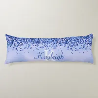 Simple Blue Brushed Metal and Glitter Monogram | Body Pillow