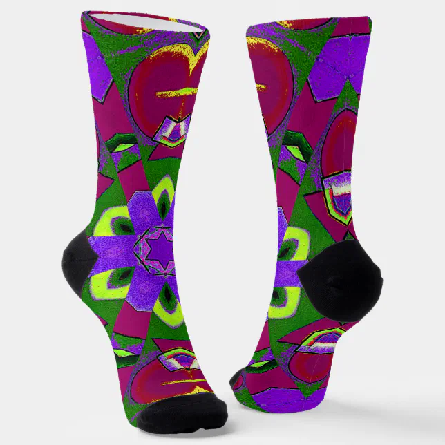 Kaleidoscope Hearts - Hearts painting kaleidoscope Socks