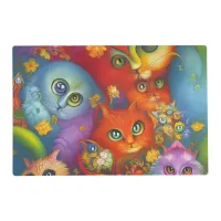 Colorful Crazy Kitty Cat Kitten Collage Placemat